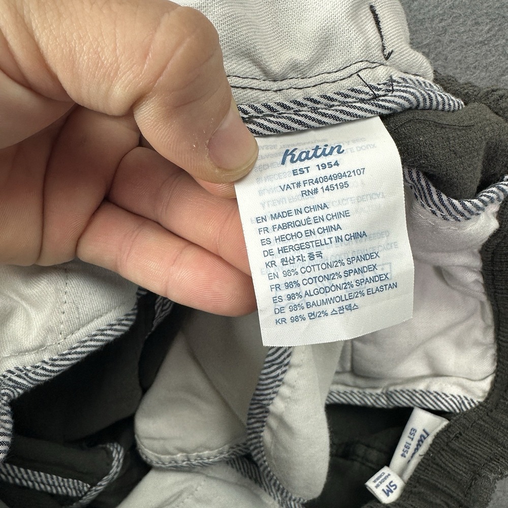 Katin Shorts Mens Sm Gray Corduroy Drawstring Elastic Waist Pockets 29x6 - Picture 5 of 11